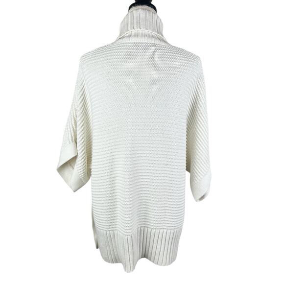 J Crew Turtleneck Poncho Sweater Short Sleeve Ivory Merino Wool Blend Size Small - Picture 4 of 8